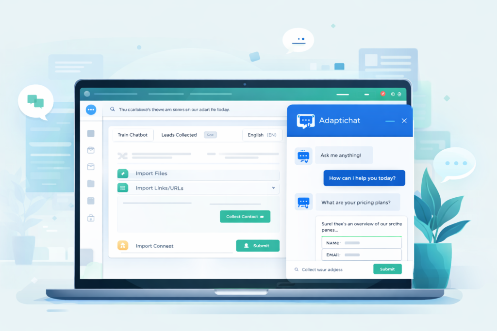 Adaptichat AI chatbot embedded on a modern business website interface
