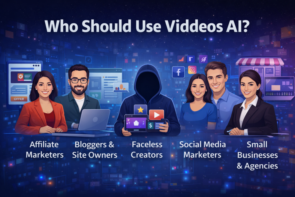 Viddeos AI use cases for marketers bloggers and creators
