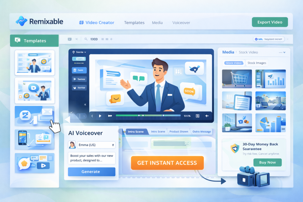 Remixable AI marketing video creator tool