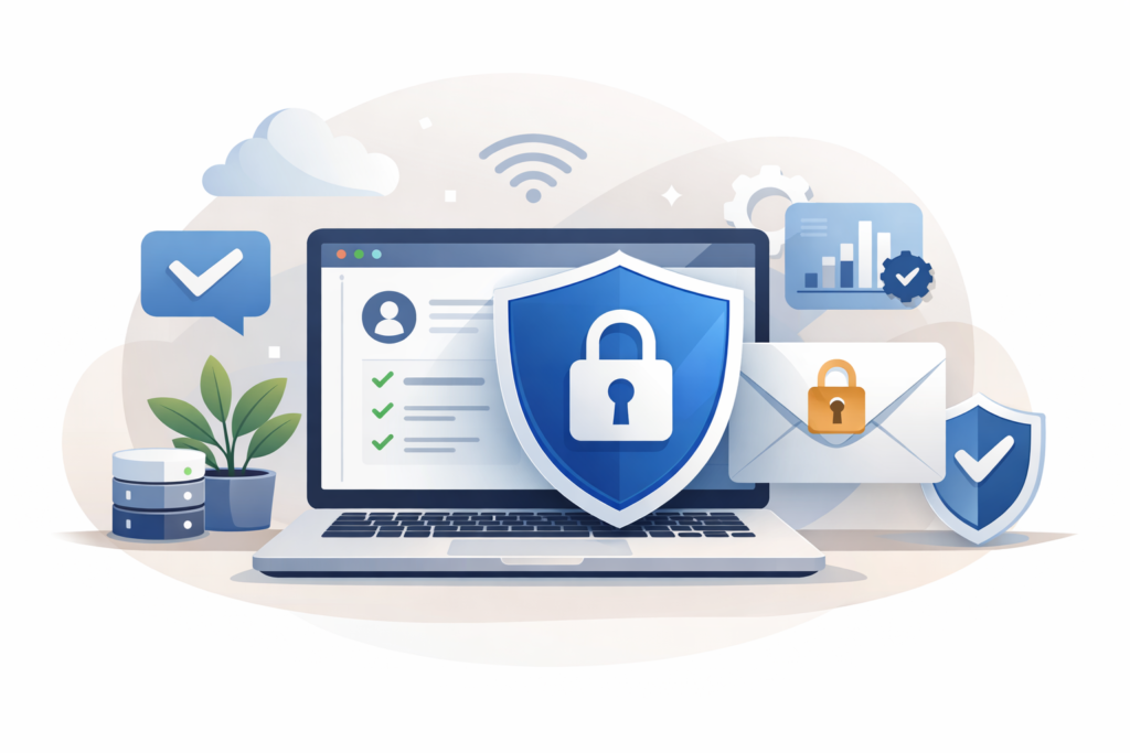 Illustration of website privacy and data protection for the StrivingX privacy policy page