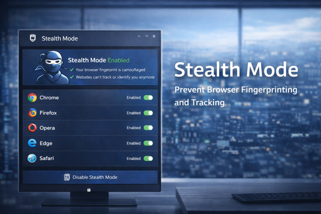 AntiBrowserSpy closing image with clean Windows privacy software branding and interface concept
