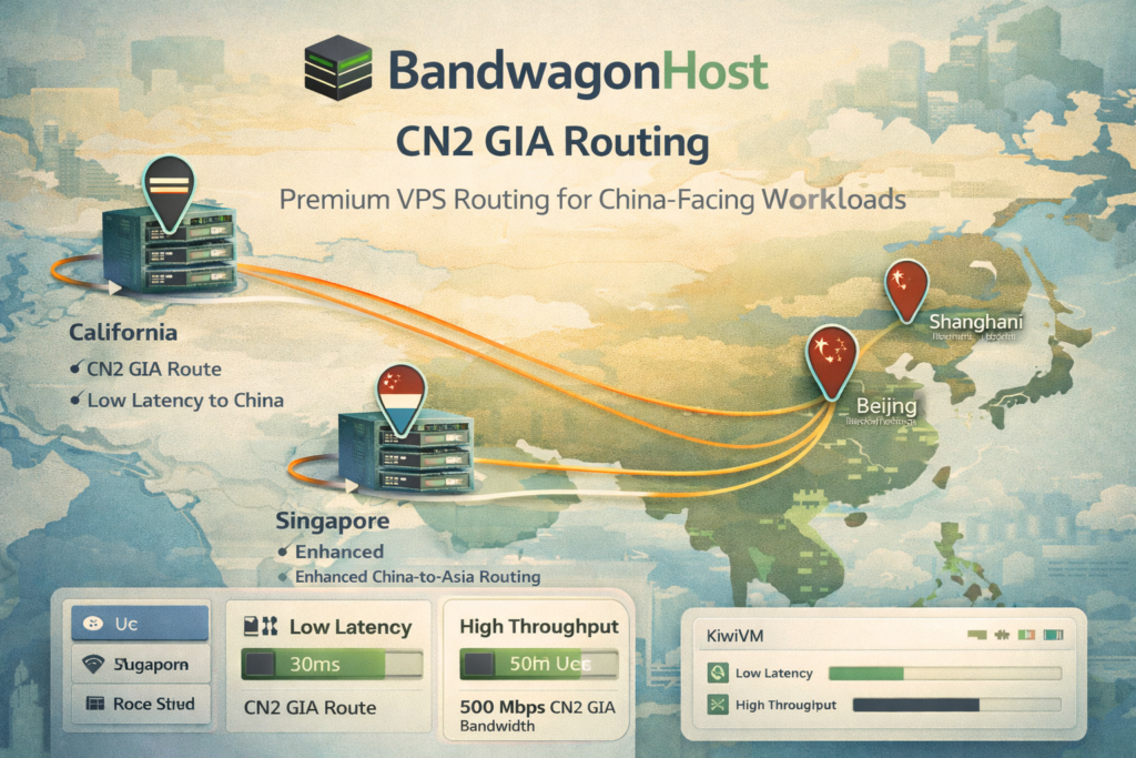 BandwagonHost CN2 GIA VPS routing for China-facing workloads