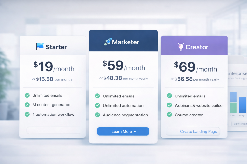 GetResponse pricing plans comparison illustration
