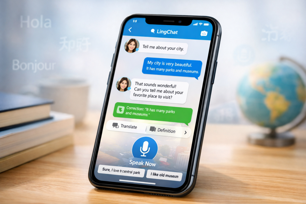 LingChat AI language speaking practice app interface
