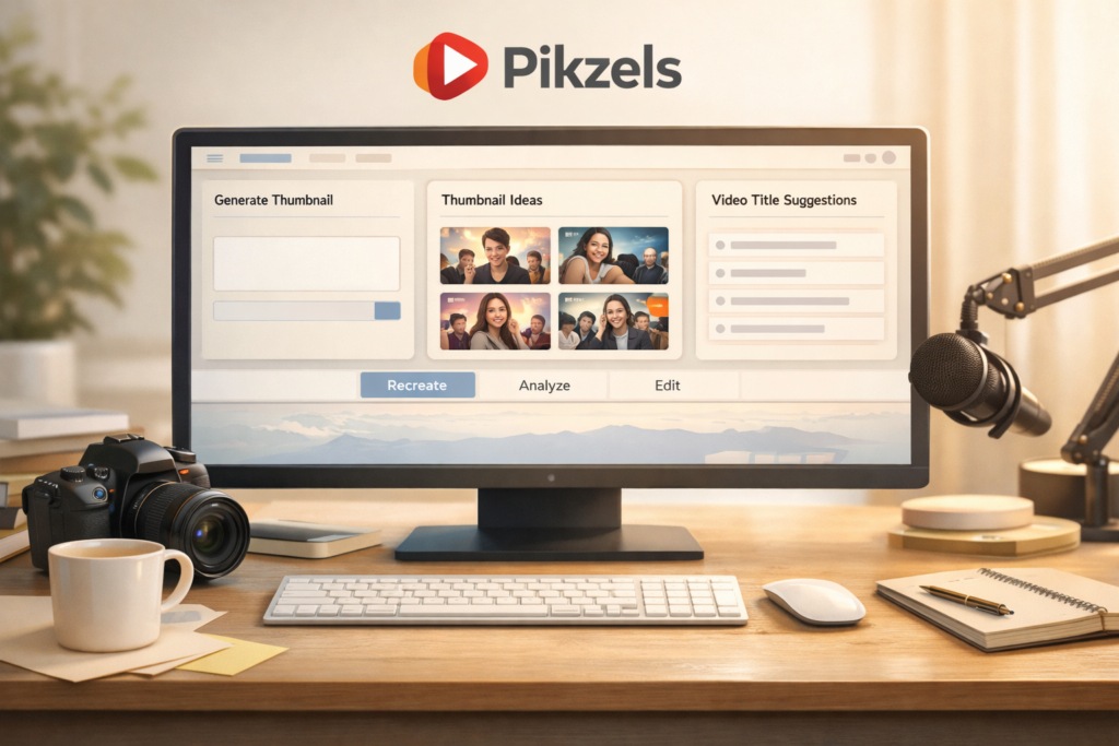 Pikzels AI thumbnail generator dashboard for YouTube creators
