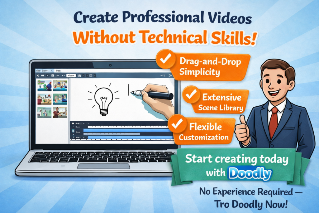 Doodly board style options with whiteboard chalkboard glassboard backgrounds and hand style variations