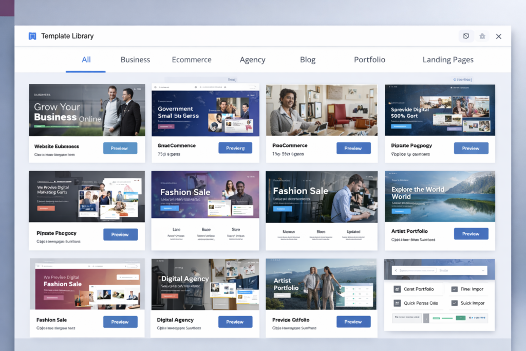 Royal Elementor Addons template kits library for business, ecommerce, agency, blog, and portfolio websites