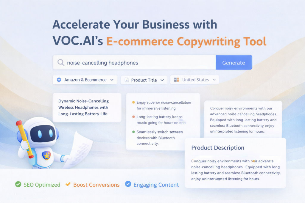 VOC AI customer service AI agent interface with omnichannel support, intent detection, automated responses, and eCommerce help desk workflows
